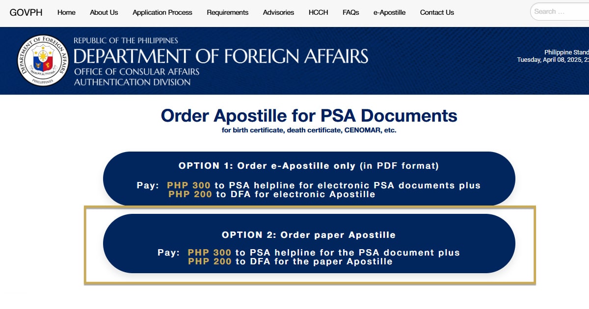 How much is a DFA apostille